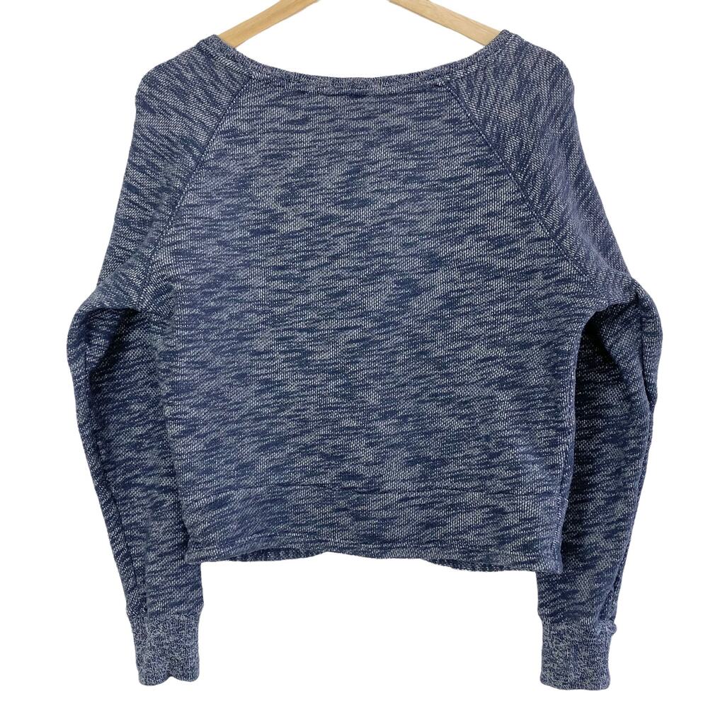 J. Crew Twist-Front Heathered Pullover Cotton Sweatshirt in Blue, Size S/M - Picture 5 of 11